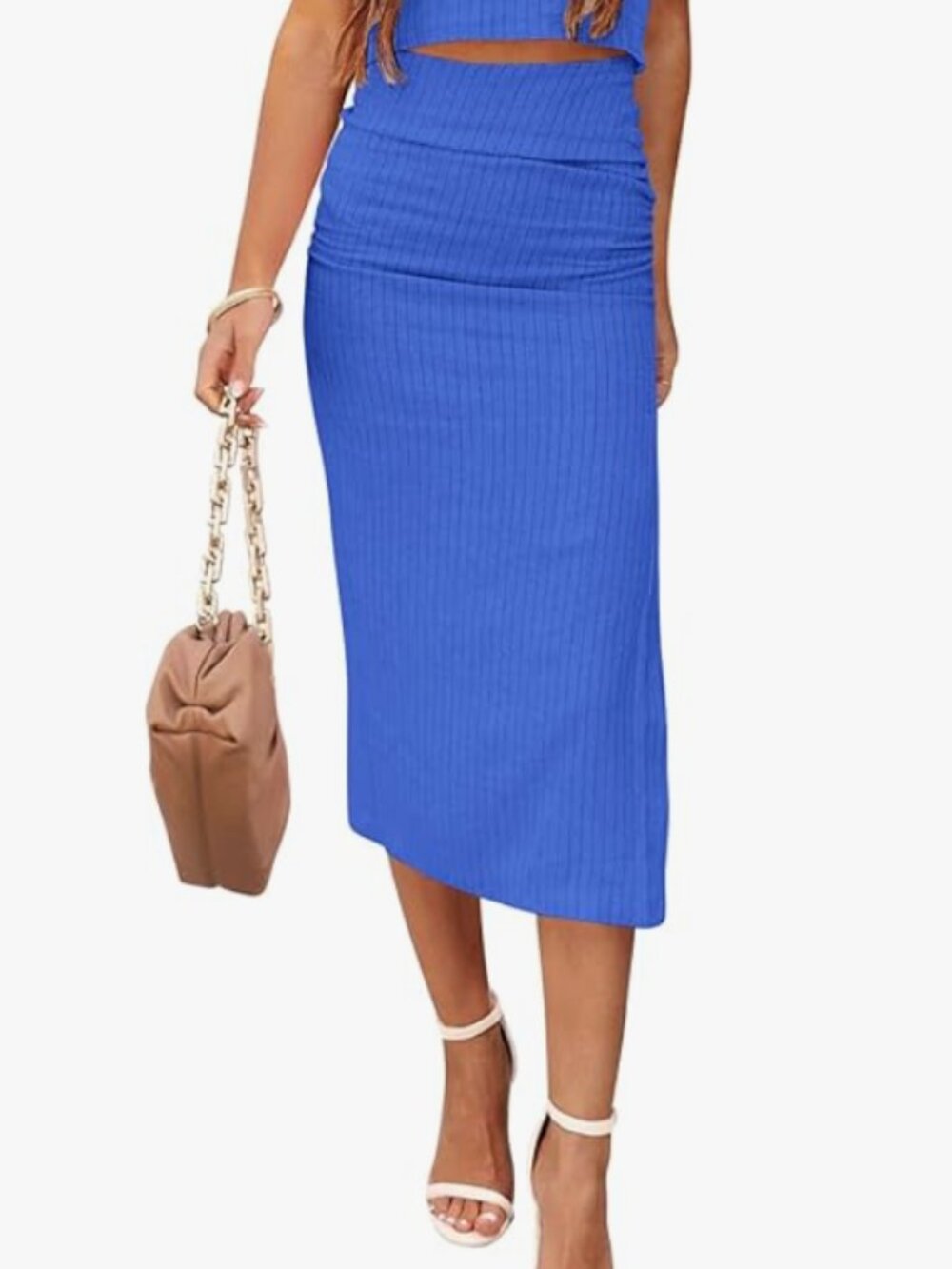Blue Bodycon Midi Skirt